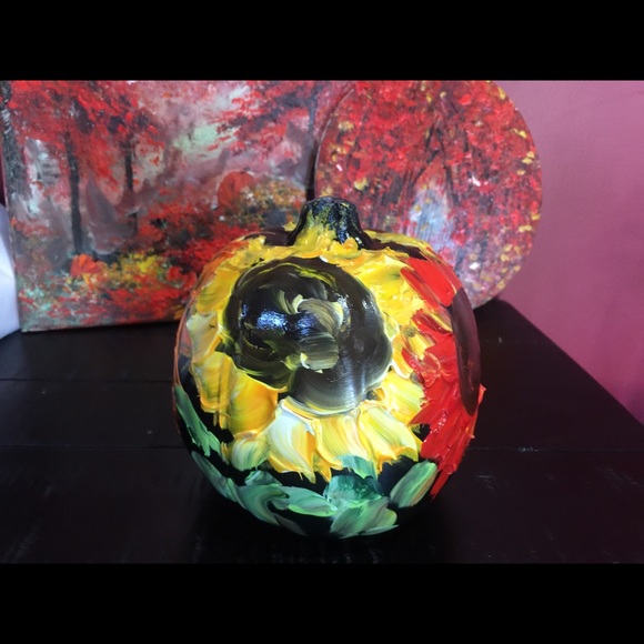 🎃FALL DECOR Hand painted plastic black pumpkin - Picture 4 of 5